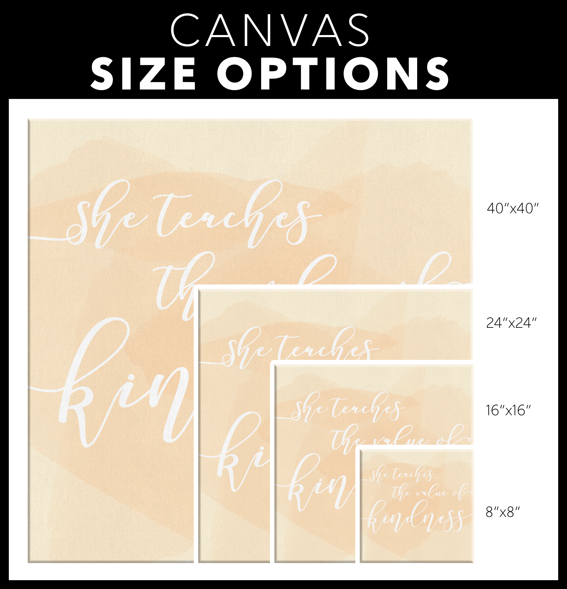 She Teaches Kindness Canvas Print - Apricot and Cream