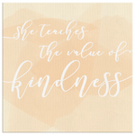 She Teaches Kindness Canvas Print - Apricot and Cream